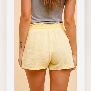 Mable Waffle Gauze Cotton Yellow Shorts